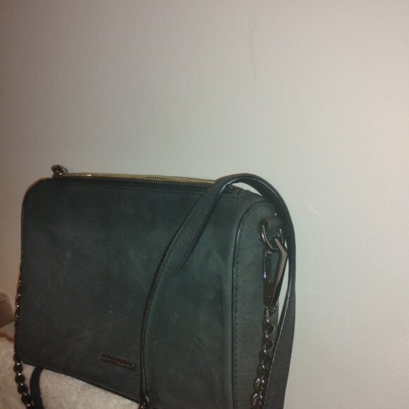 Suede Charcoal Cross body Purse - Picture 3 of 6